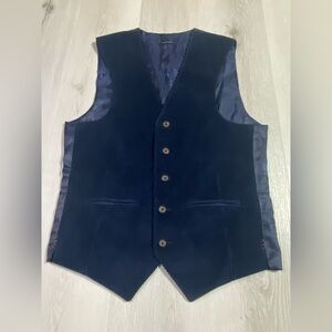 Viyella Navy Corduroy 5Button Adjustable Back Waistcoat Vest, Size 36R